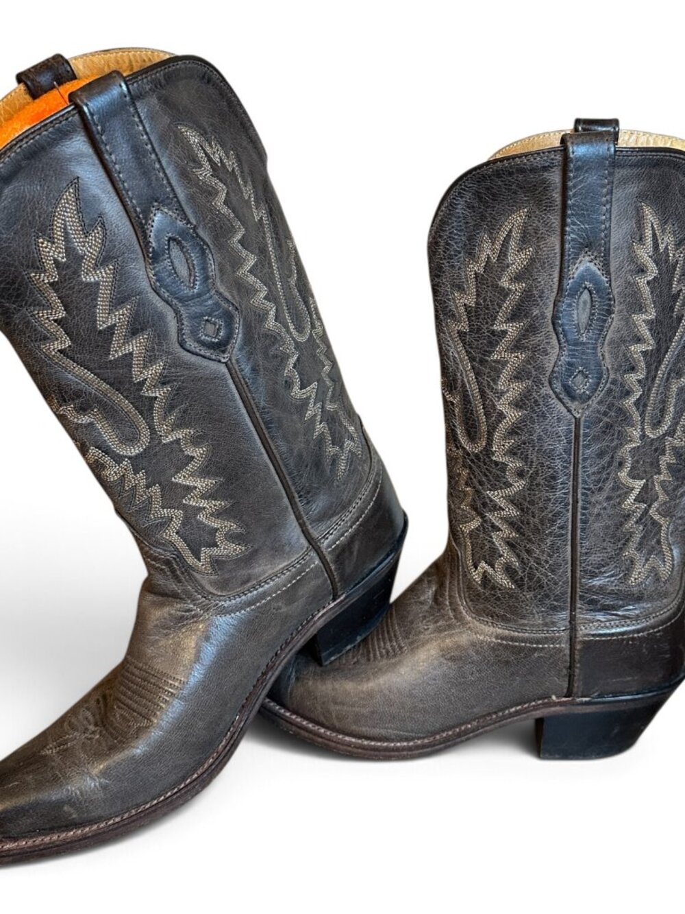 Old West Womens Leather Cowboy Boots Size 7 LF 1534 Brown Western Snip Toe